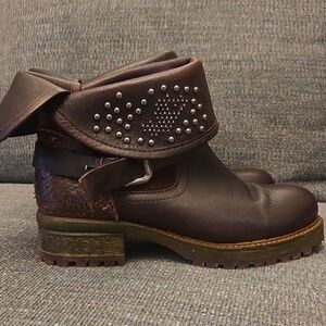 Felmini Burgundy Leather Ankle Booties-Size 39 8.5